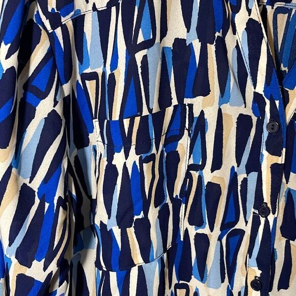 Sami & Jo Womens‎ Button Down Shirt Long Sleeve Top Geometric Abstract Blue XL - Picture 5 of 10